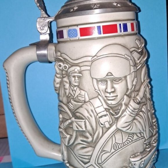 Vintage Beer Stein Tribute To The American Armed Forces 1990 Avon Numbered - Picture 3 of 9